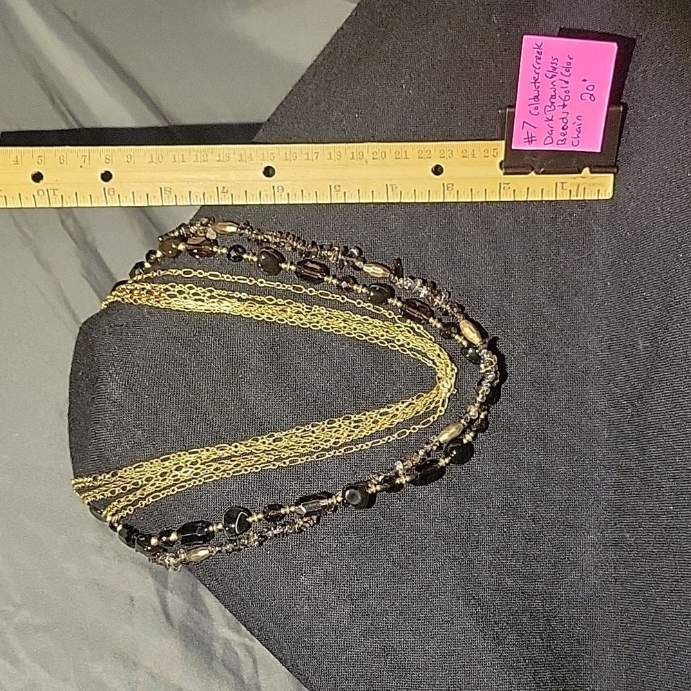 24" Coldwater Creek 8 tiered gold with glass beads